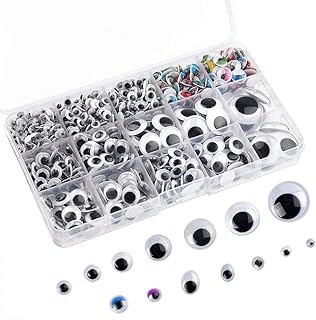 Mumoo Bear 1120 Pieces Plastic Self-adhesive Wobbly Googly Wiggle Eyes for DIY Craft Scrapbooking Accessories,Teddy Bear Doll Making Toys Eyes Assorted Sizes (colorful)
