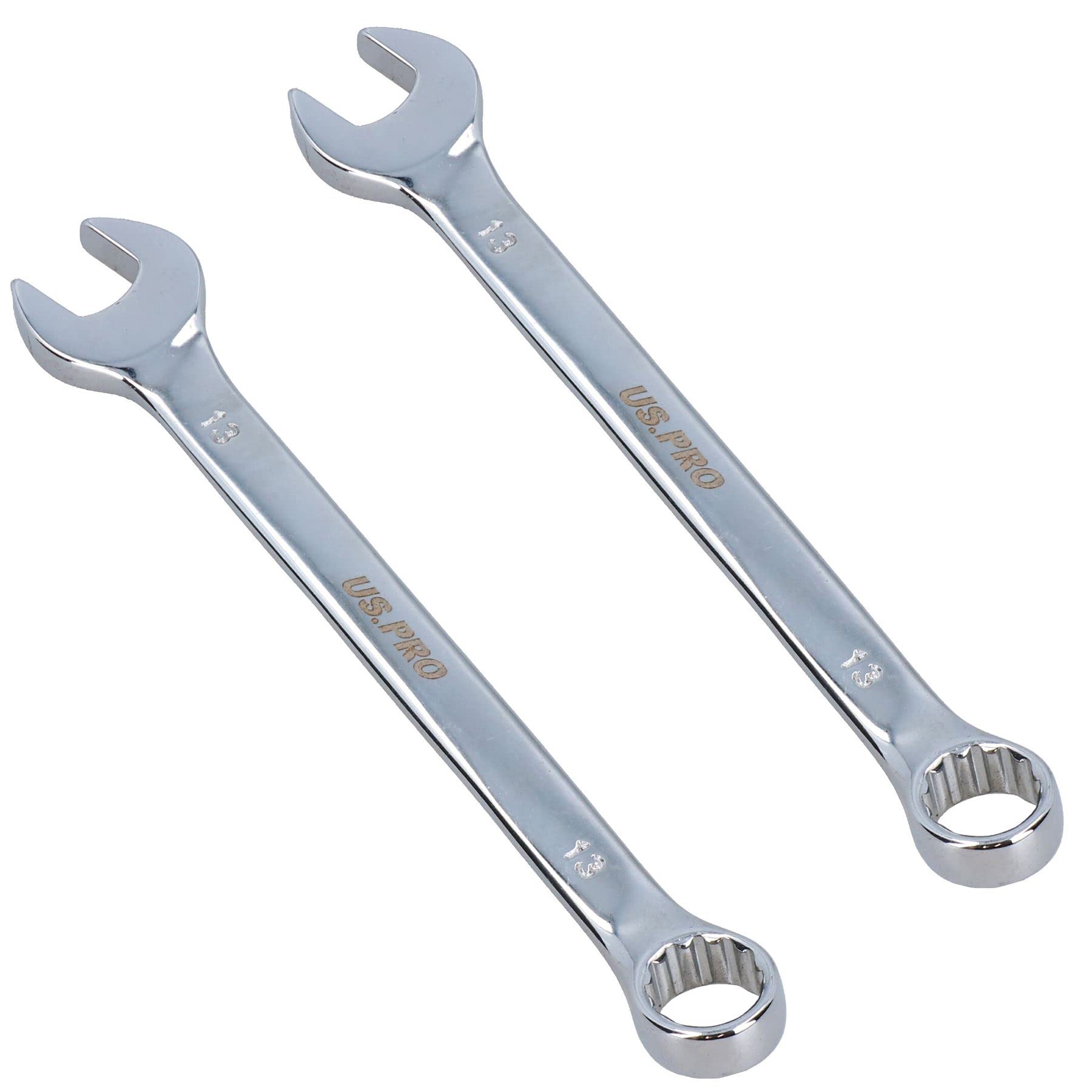 Ab Tools Silver 13Mm Metric Combination Spanner Wrench Ring Open Ended 170Mm Long 2Pk