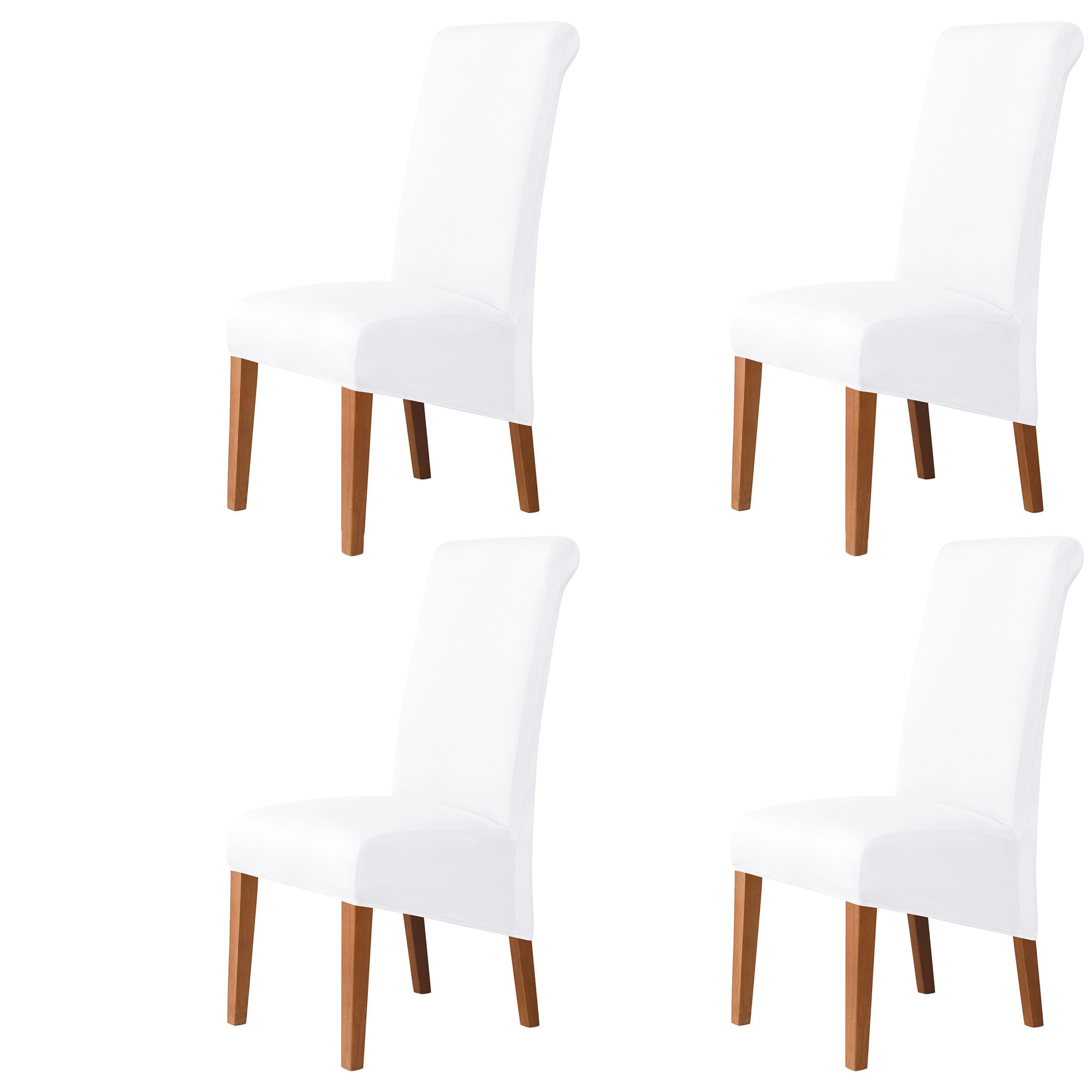 YOPOIY Coprisedia con schienale alto, liscio, delicato sulla pelle, elasticizzato, extra large, per sala da pranzo, cucina, protezione rimovibile per sedia (bianco, set di 4)