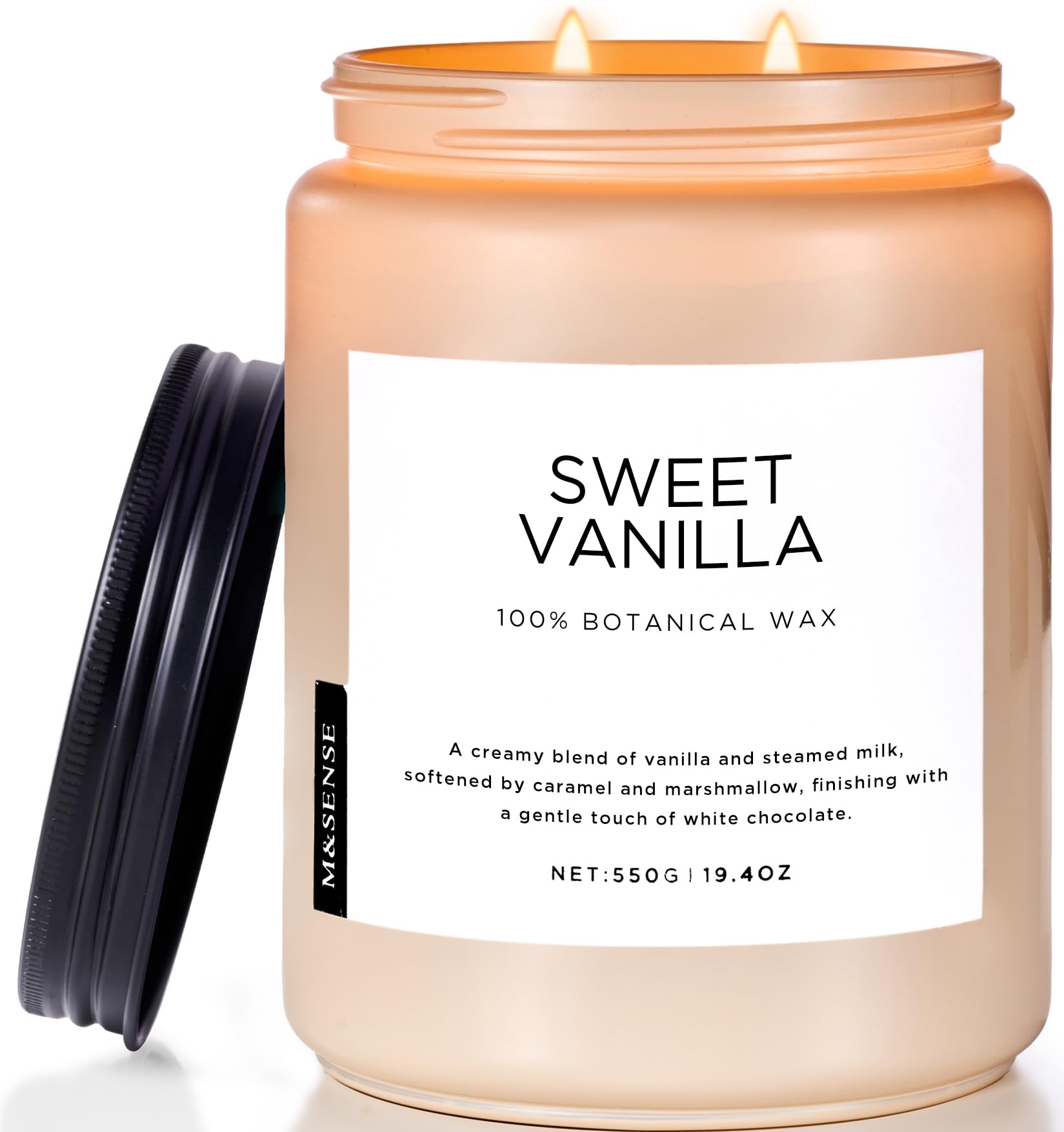 M&SENSE Vanilla Large Scented Candles, 19.4oz Natural Soy Wax, Non Toxic | Large, 110 Hours Long Lasting, Organic Candles Clean Burn, Foody Scent, Aromatherapy Relaxing Gifts for Family Sweet Vanilla
