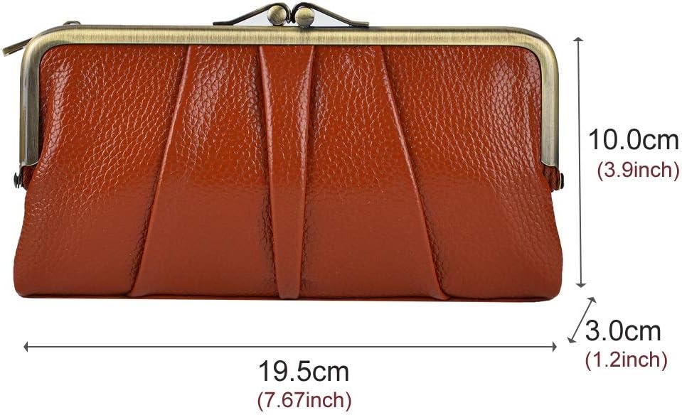 EASTNIGHTS Soft Leather Wallets for Women Compact Bifold RFID Clutch Wallet Ladies Coin Purse with Zipper and Kiss Lock