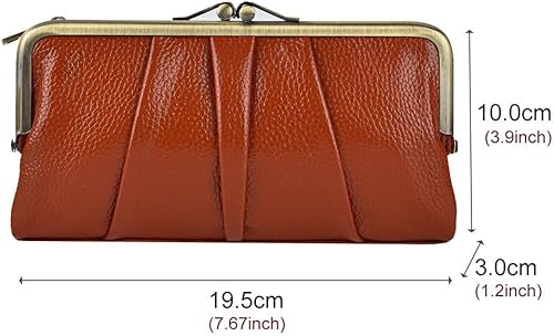 Vista 6 de EASTNIGHTS Billeteras de cuero suave para mujer, compactas, plegables, RFID, monedero con cremallera y cierre de beso