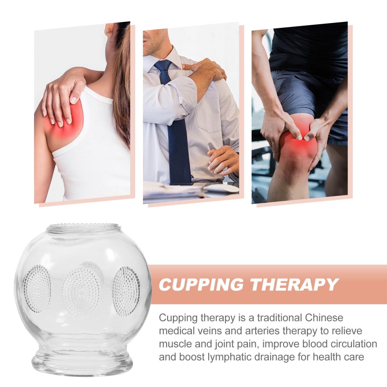 Ensemble De Thérapie Par Ventouses En Verre 6 Pièces Tasses De Massage Sous Vide Pour Stimulation Musculaire Et 2.76 Pouces