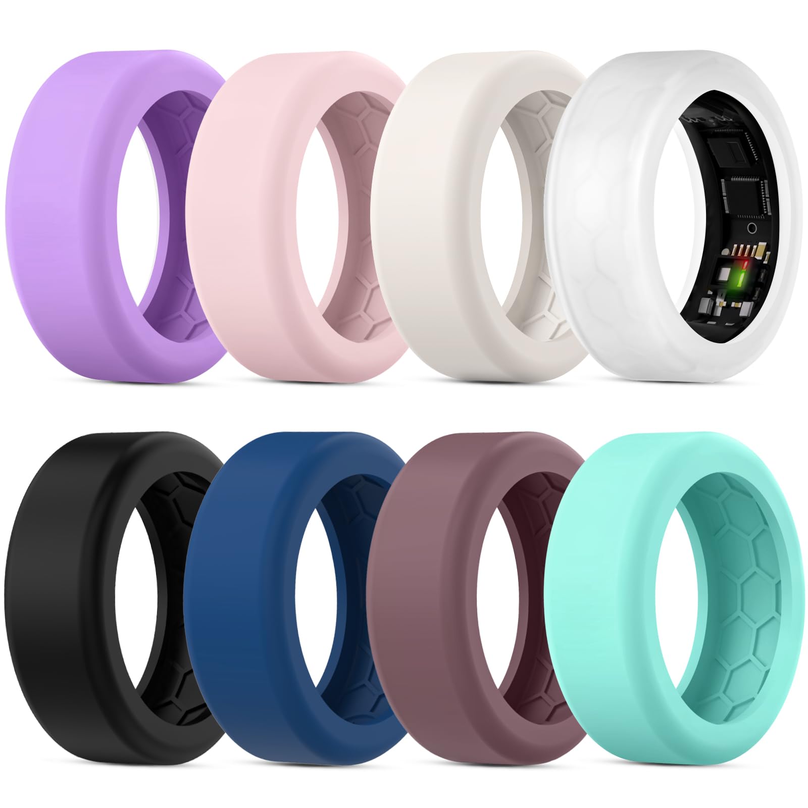 Snyeest 8-Pack Protector Compatible with Ultrahuman Ring AIR Cover,Anti-Slip Design,Silicone Case Finger Sleeve Woking Out Women Men,Multicolors-S for