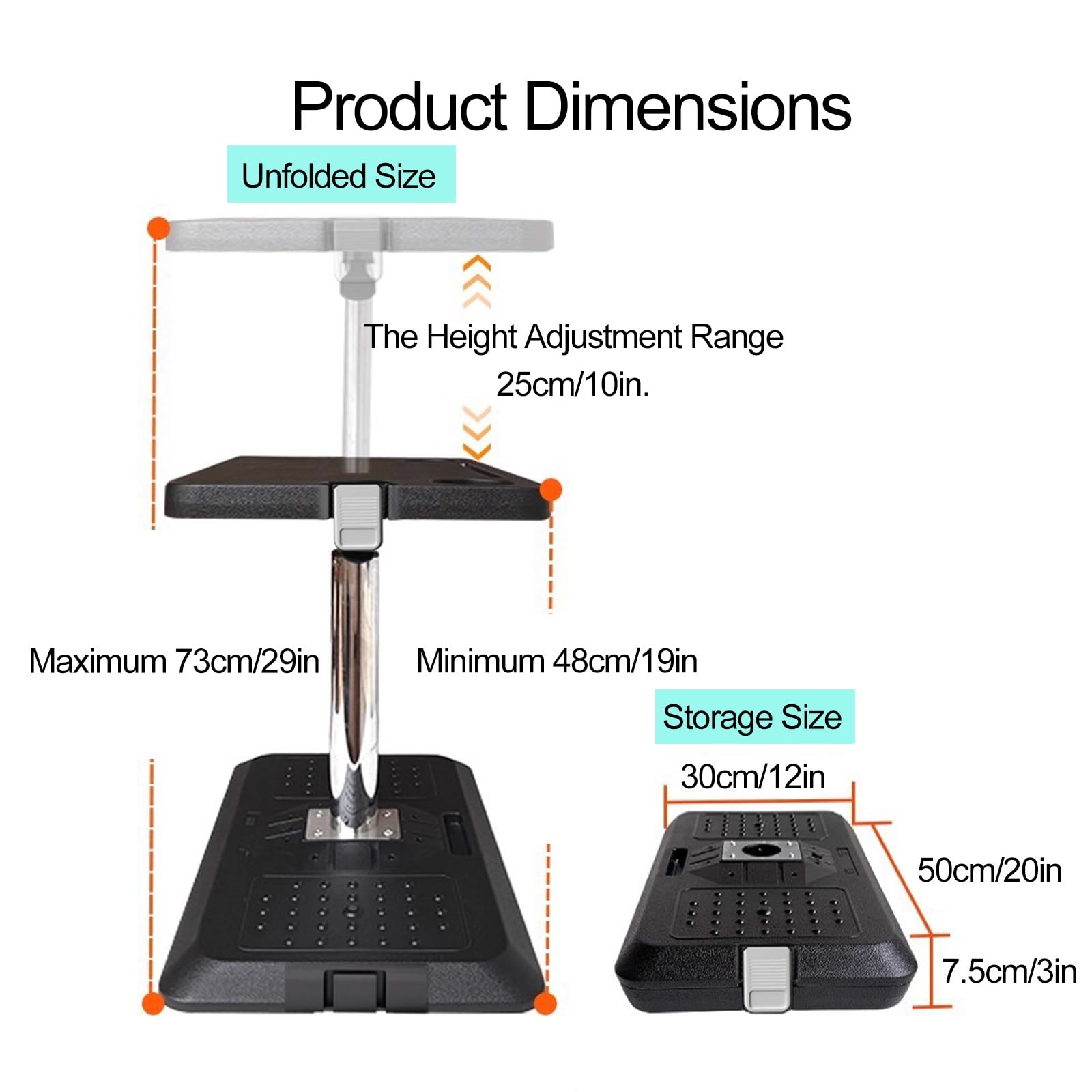 Portátil Mesa para Autocaravana Mesa Plegable con Rotación de 360° y Altura Ajustable Capacidad de Carga de 20kg de Acero para Caravanas