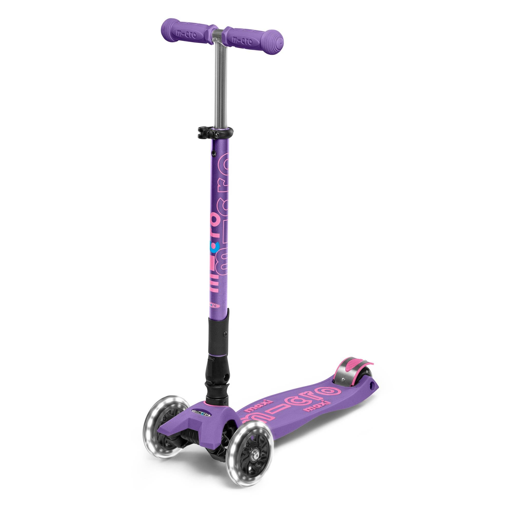 Micro® | Maxi Deluxe Plegable LED | Patinete 3 Ruedas Niños | Altura Regulable | Ruedas con iluminación LED | Rodamientos ABEC9 | 5-12 Años | Niños y Niñas