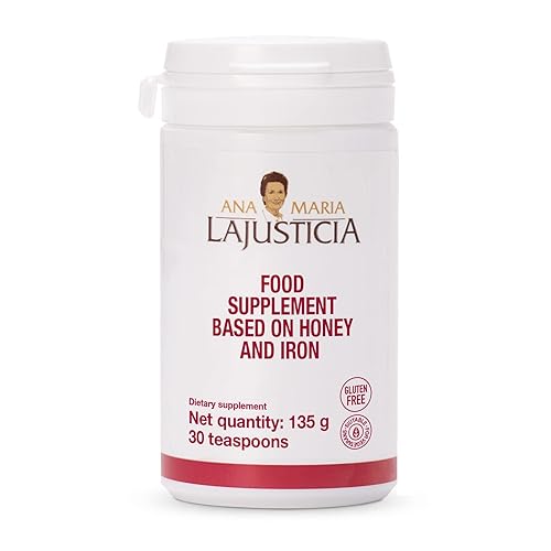 ANA MARIA LAJUSTICIA - Hierro con miel - Suplemento alimenticio - 4.76oz (30 cucharaditas) - Sin lácteos y gluten. Apto para vegetarianos. Perfecto