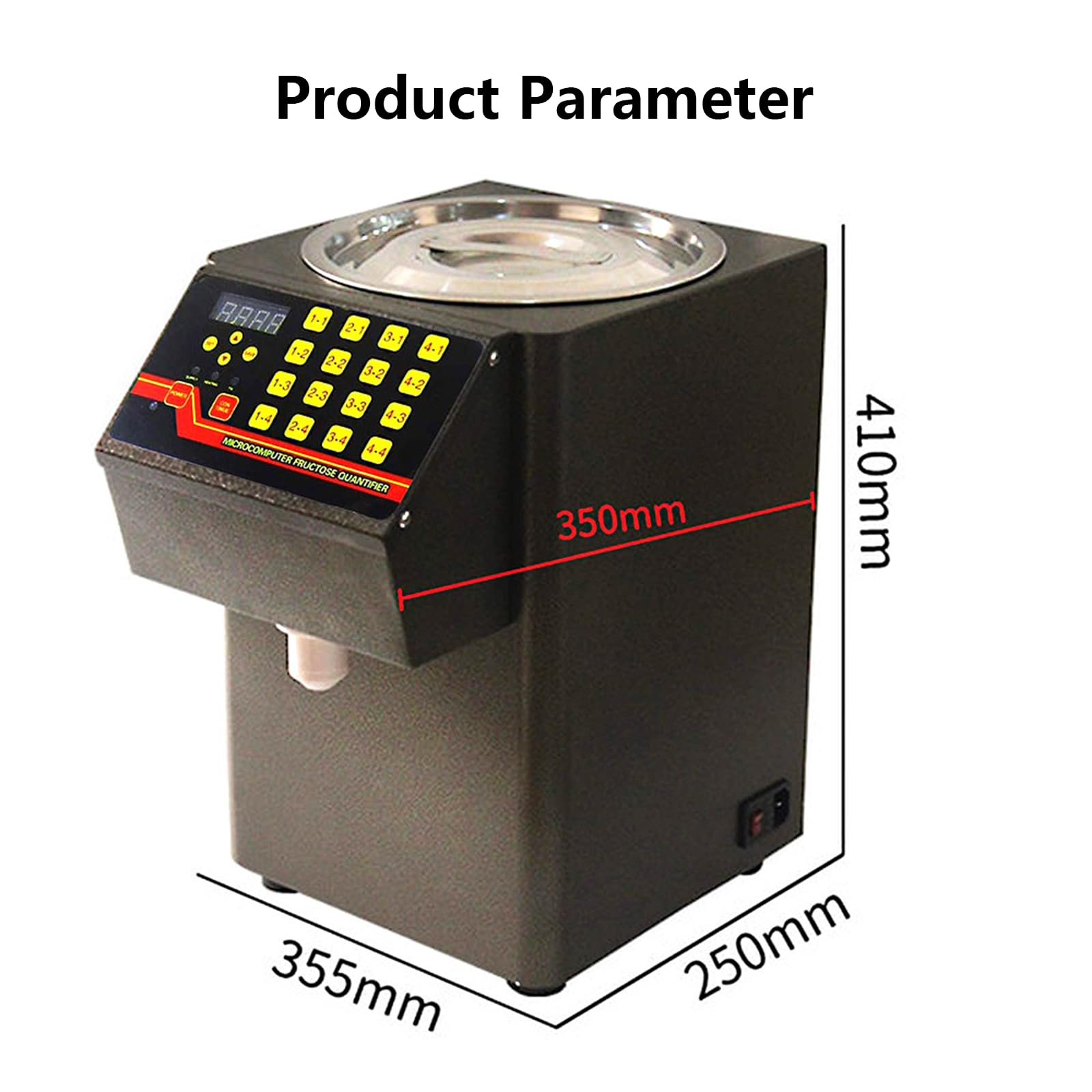 PEIXEN Distributeur de Poudre de Fruits 500 W, Distributeur de Sucre de Fruits de 8 litres, Distributeur de sirop de Sucre, doseur de Confiture, 16 réglages de Groupe, pour magasins de thé au Lait