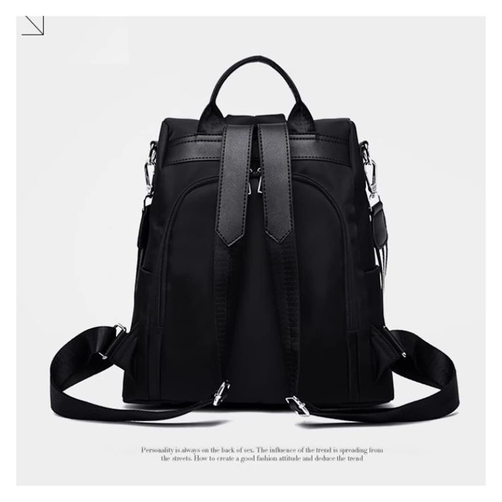 Plecak damski Oxford Canvas All-Match Plecak Haftowany antykradzieżowy Torba szkolna o dużej pojemności (Kolor: Czarny -B)