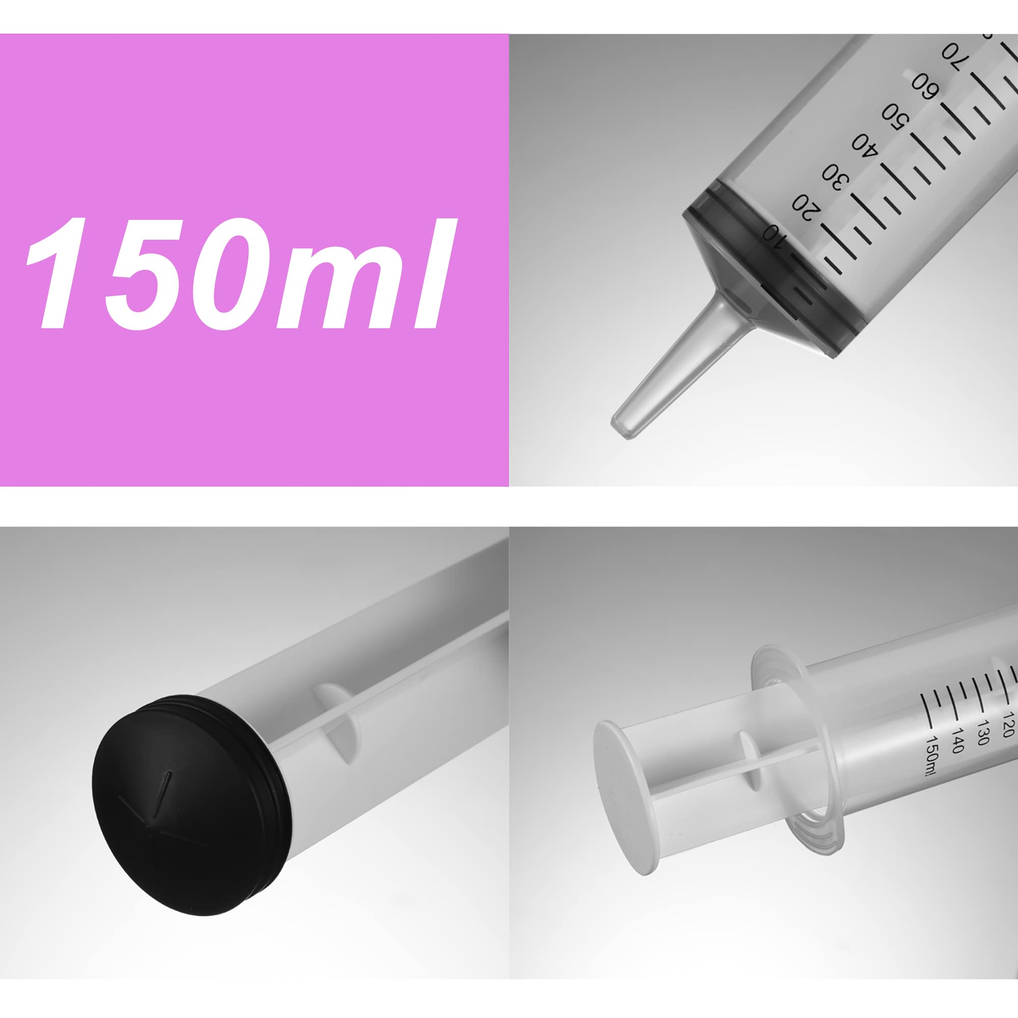 Paquete de 2 jeringas grandes de 150 ml, jeringas grandes de jardín para laboratorios científicos, medición, riego, relleno (150 ml)