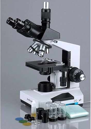 Miniatura 7 de AmScope Microscopio trinocular compuesto T490A-DK, oculares WF10x y WF16x, aumento 40X-1600X, campo brillante/campo oscuro, iluminación halógena
