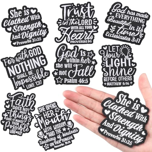 Lyrow 8 Pcs Christian Bible Faith Iron-on Patches