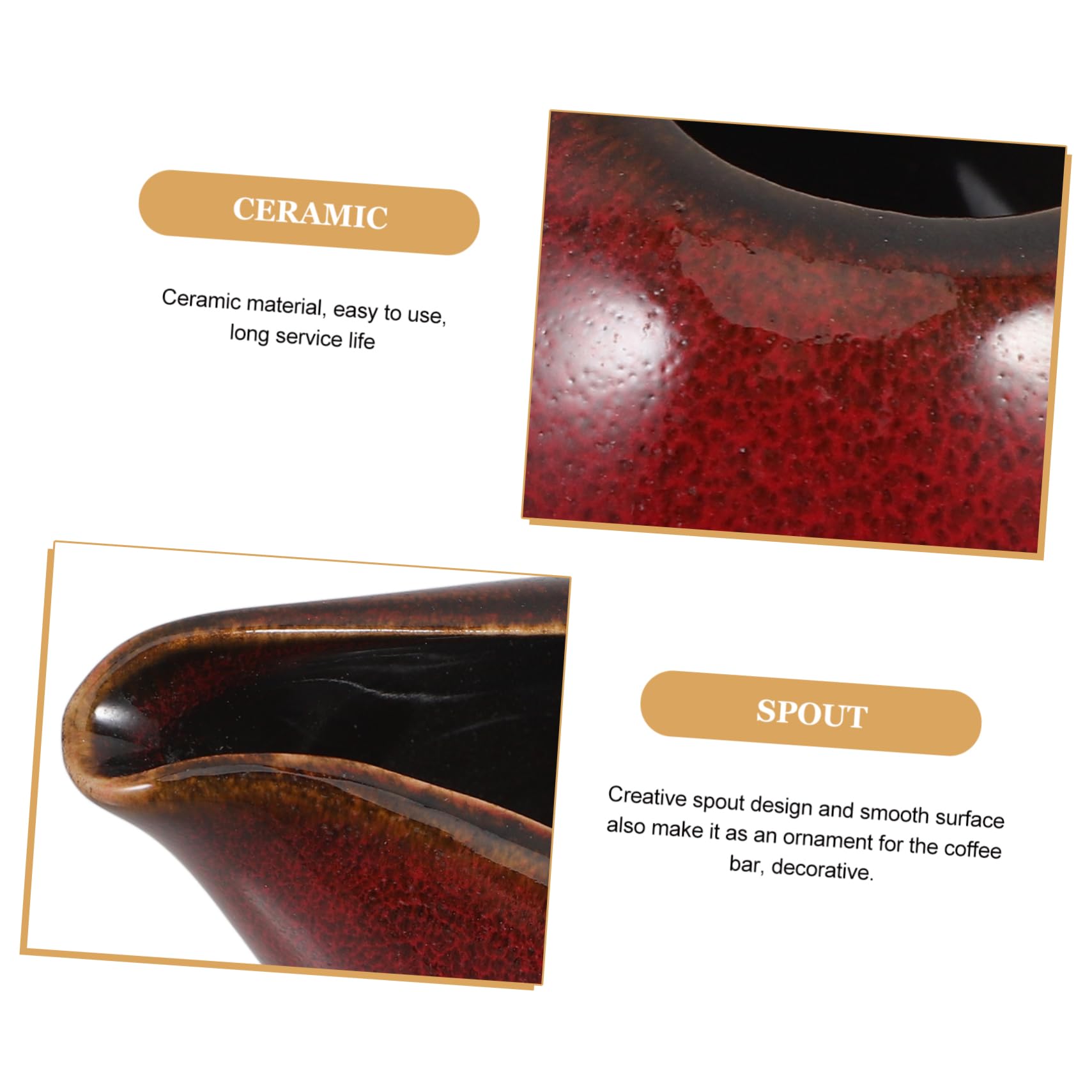 BRIGHTFUFU Dipping Pot Kettle Creamer Sugar Syrup Coffee Ceramic Jug Coffee Pitcher Gravy Boats Ceramic Milk Pitcher Gravy Serving Boat Small Ceramic Pitcher Reamer Pitcher Red Ceramics