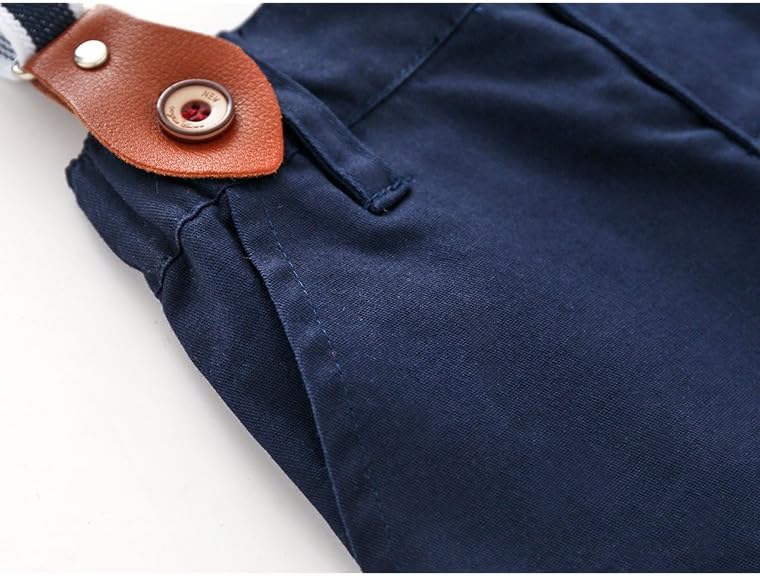 Baby Boy Summer Cotton Gentleman Long Sleeve Bowtie Romper Suspenders Shorts Outfit Set