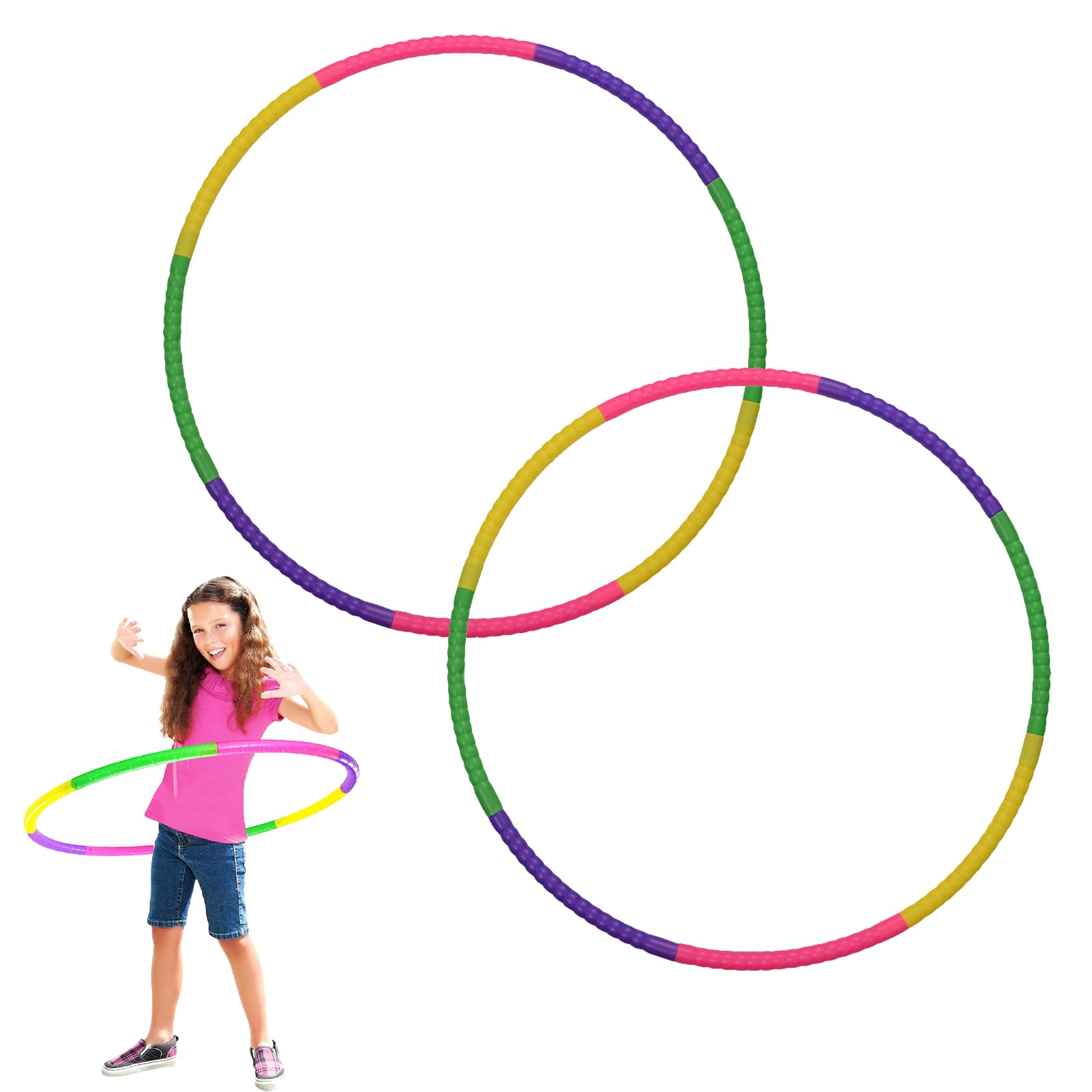 Hula Hoop Reifen Kinder Zweiteiliges Set,Abnehmbar,Aus Kunststoff,Unisex Hullahub Reifen FüR Kinder Geeignet FüR Fitness,Hula Hoop Reifen,Sport Und Gymnastik,Geeignet FüR Kinder Ab 4 Jahren.