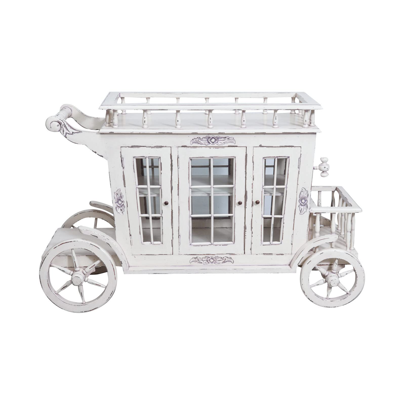 Biscottini ​​Carrello Porta liquori 124x44x82 cm | Mobile Bar per casa in Legno di Mogano | Porta Bottiglie di liquore
