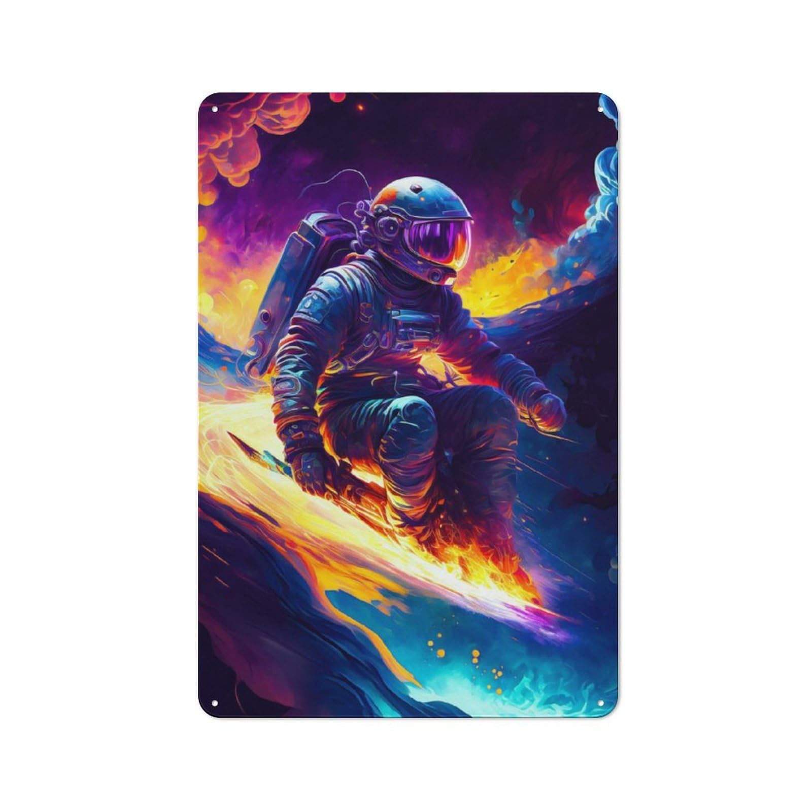 Junmoney Astro Skater Metal Sign 30X20cm With For Workshop Wall, Rustic Decor, For Collectors Decorating Workshops And Hobby Rooms
