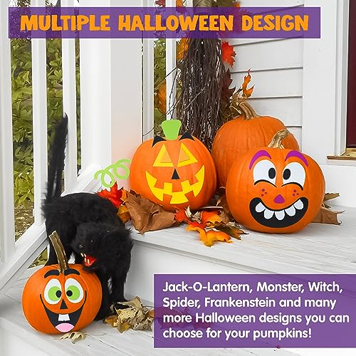Image of JOYIN 16 Packs Halloween Pumpkin Decorating Stickers, Foam Craft Kit, Halloween Party Favors for Kids, Party Supplies Arts Activities, Funny Jack O Lantern Stickers School Games Gifts