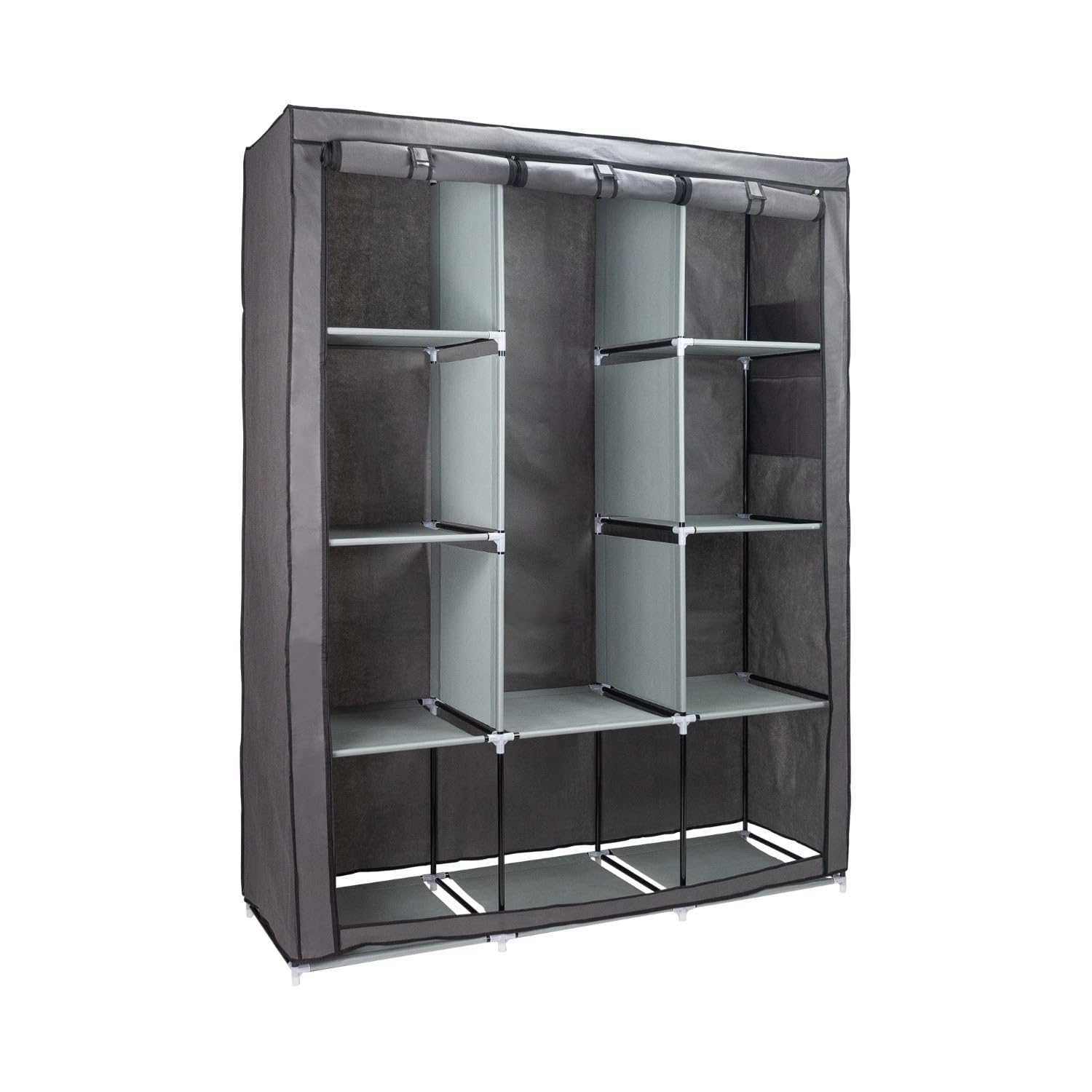THINIA HOME Armario Ropero de Tela MAX Gris 128x45x169cm