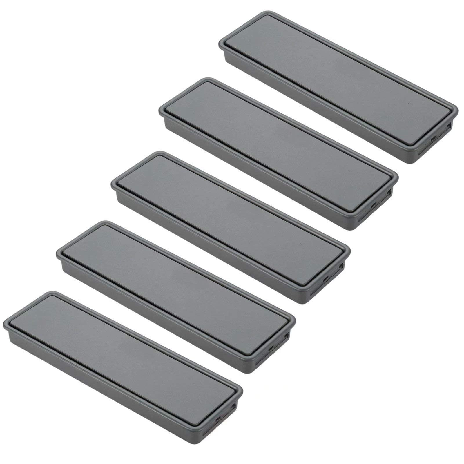 Fagoritime Recessed Finger Sliding Door Handle, Recessed Flush Pull Handle Zinc Alloy(Grey,Hole Distance:96mm)