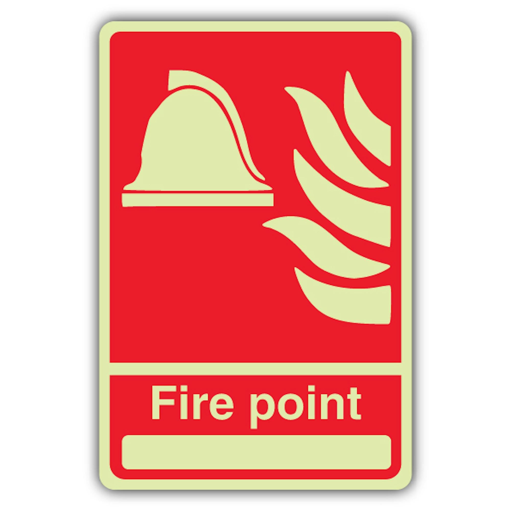 V Safety Glow in the Dark Fire Point con cartello bianco – 300 x 450 mm – realizzato in vinile autoadesivo a doppia luce – Segnaletica antincendio – Made in Britain