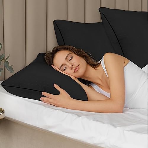 Miniatura 10 de Higoom Juego de 4 almohadas de cama de tamaño estándar para dormir, paquete de 4, almohadas de hotel de lujo de gran apoyo para dormir de lado,