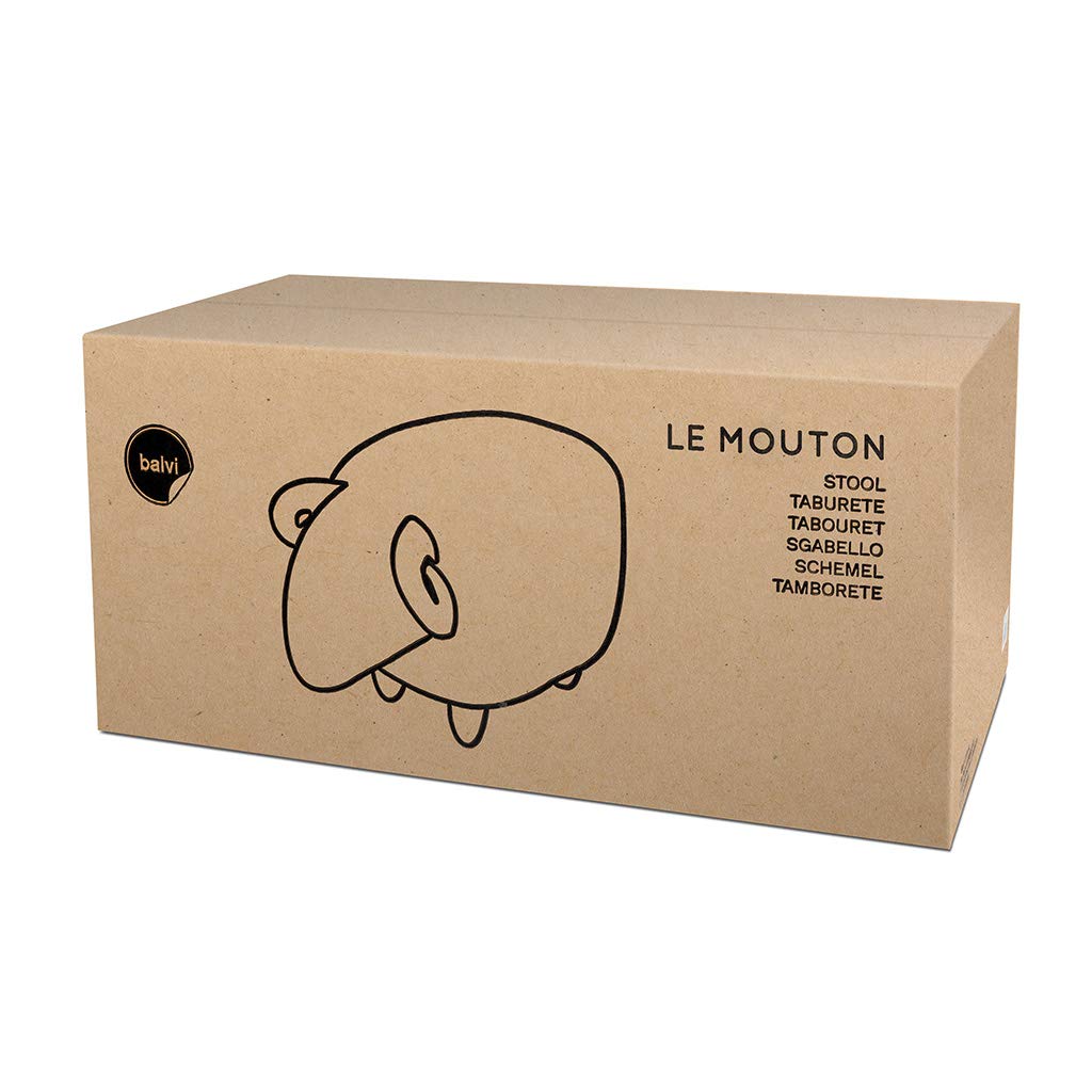 Balvi Tabouret Le Mouton Couleur Blanc en Forme de Mouton Pattes en Bois Polyster/Bois