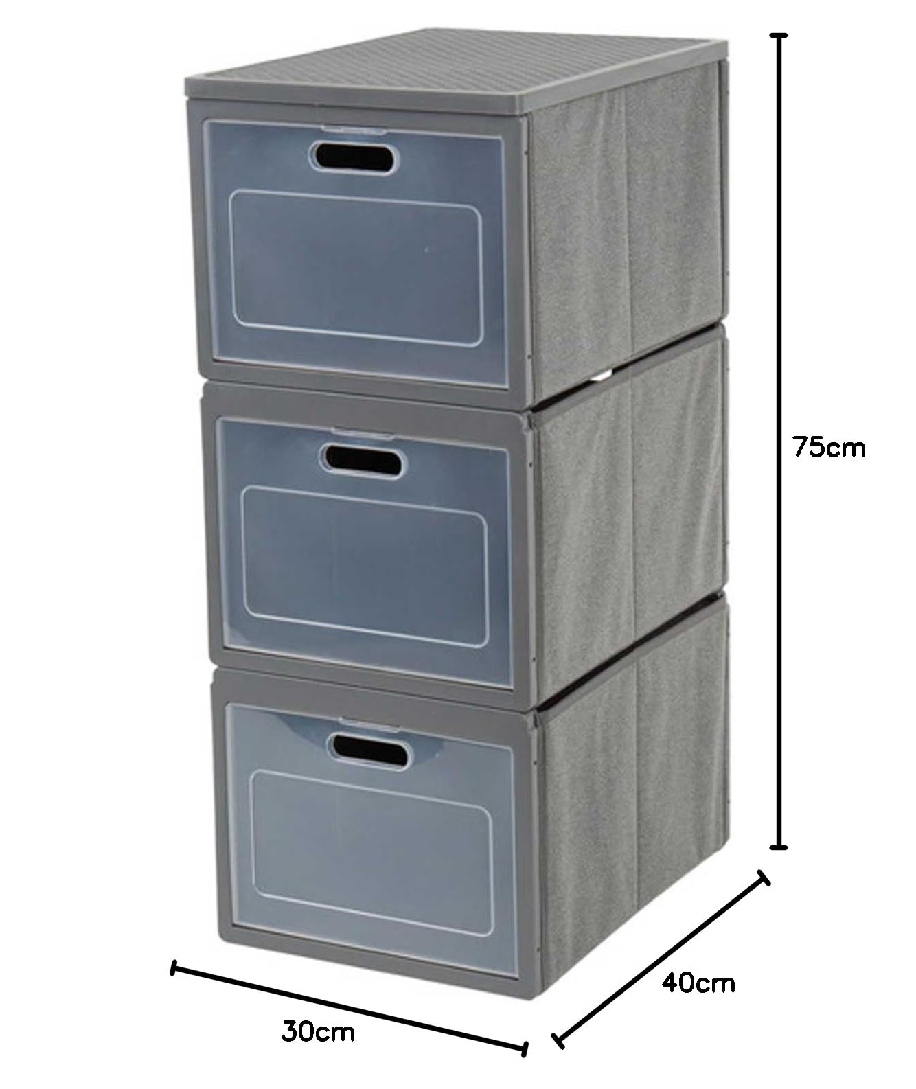 Armario plegable para camping con 3 compartimentos, 30 x 40 x 75 cm, color gris