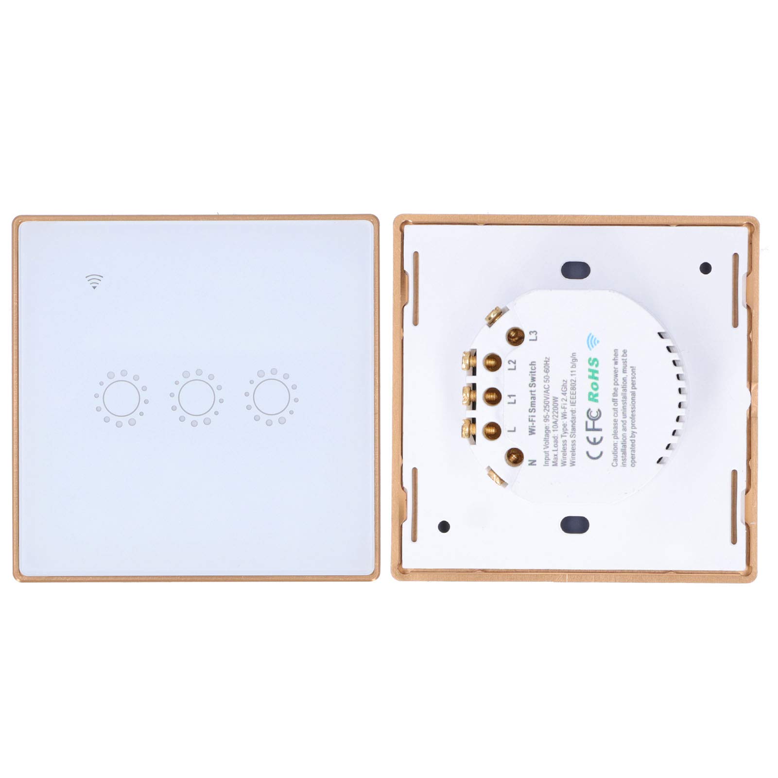 Interruptor inteligente, 1 interruptor de atenuación, interruptor de luz WiFi, distribución de energía de control remoto WiFi táctil inalámbrico 2200W enchufe de Reino Unido 95‑240VAC