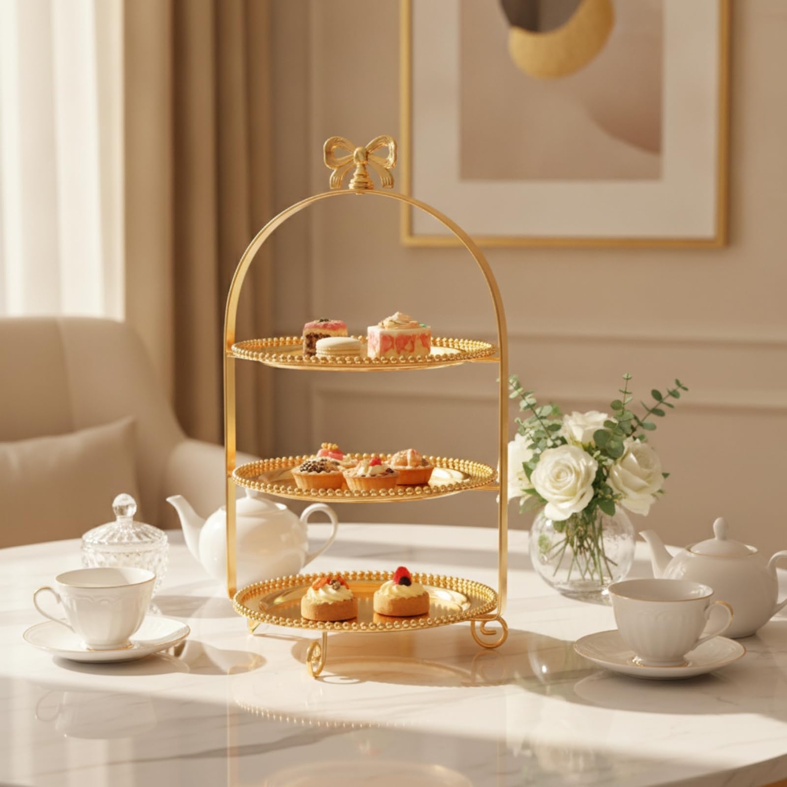 Dolci con Arco e Elegante Alzatina Decorativa Stile Europeo Decorativo Piatto Buffet , 2 Livelli