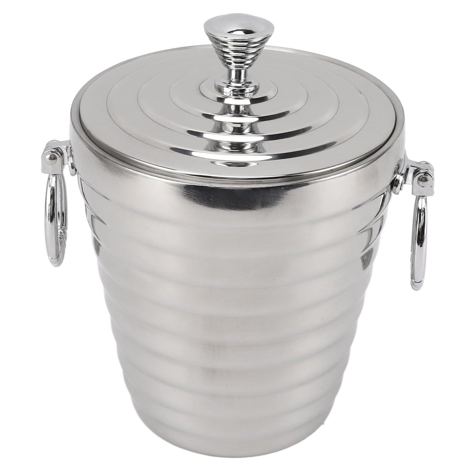 KIMISS Cubo de Hielo de Doble Pared de Acero Inoxidable con Tapa, Pinzas y colador: Cubo de Bebidas de Gran Capacidad para Vino, Champán y Hielo - Ideal para Bares Fiestas (2L)