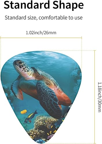 Miniatura 3 de Sea Turtle - Paquete de 12 púas de guitarra para guitarra eléctrica acústica (incluye medidores finos medianos y pesados de 0.46 0.71 0.038in)