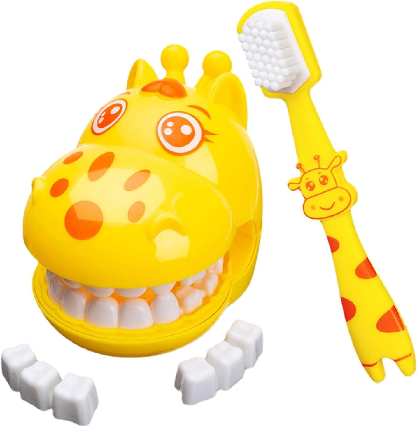 WinldMonmo Yellow Demonstration Teeth Model, Giraffe Brushing Teaching Teeth Model, Hygienic Habit Cultivation Role Play Game, Early Development and Activity Toy for Children, Gift