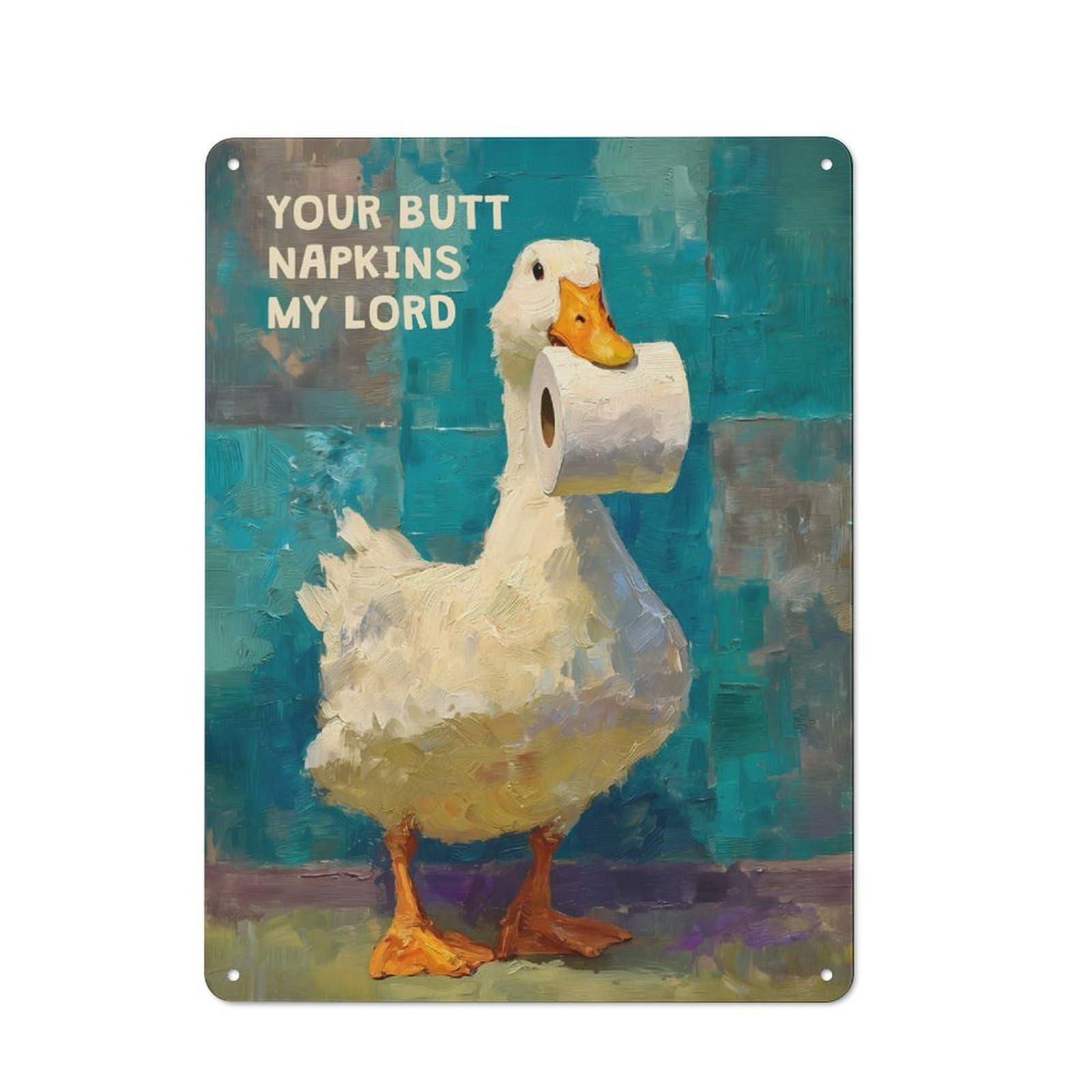 Junmoney Style-18 Rustic Metal Wall Sign 40X30cm Featuring Duck Your Butt Napkins For Garage Wall, Tin Sign Wall Decor For Garages And Workshops