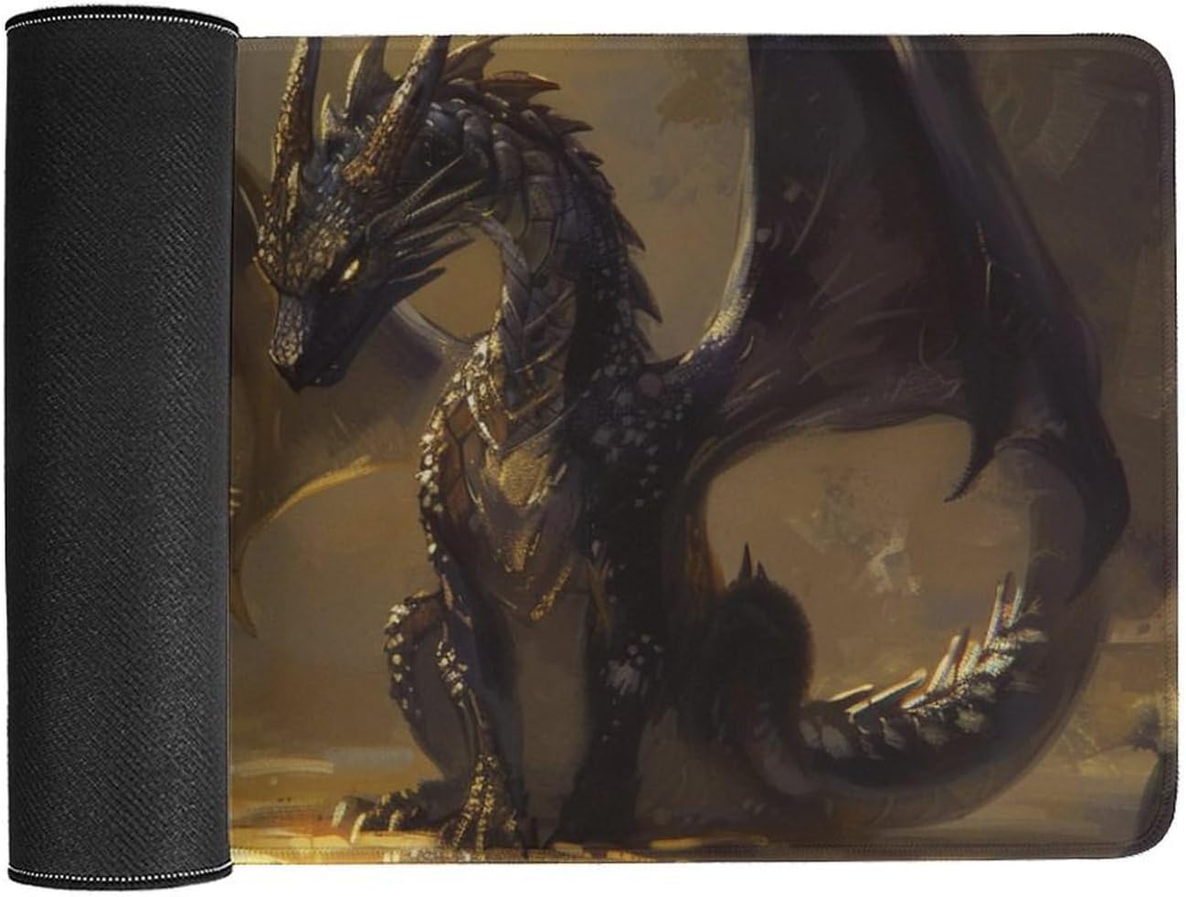 Gaming Mouse Pad Large Mousepad Fantasy Black Dragon Small Cute Golden Dragon Desk Mat Big Mousepad Extended Keyboard Computer Pad Office Desk Organizers and Accessories 40X75cm