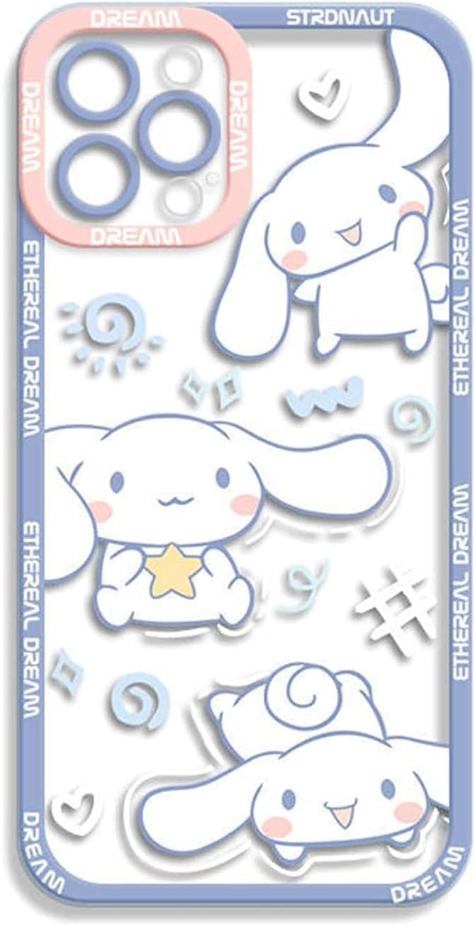 Kawaii Phone Cases Cute Cartoon Cinnamoroll Full-Body Protective Shockproof Plastic Clear Cellphone Case Covers For X XS XR 11 Pro Max (Color : Purple, Size : 11Pro Max)