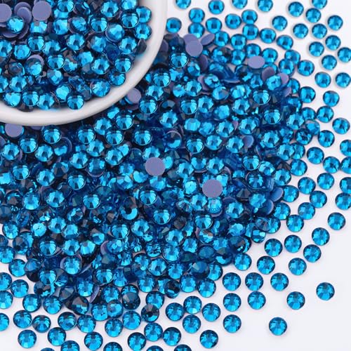 3000Pcs Hotfix Rhinestones for Clothing, Indicolite SS20 Iron On Flatback Glass Gems, Bedazzler Crystals Rhinestones for Crafting Clothes Hats Shoes Fabric Bedazzling Decor Nail Art