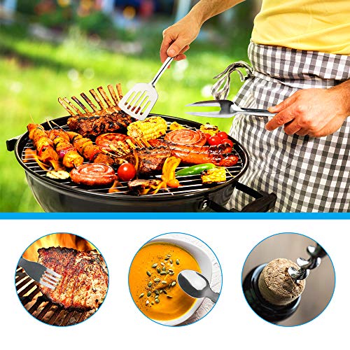 Ideashop Portable Camping Kitchen Utensil Set, 18Pcs Stainless Steel Outdoor Cooking And Grilling Utensils Set Travel Organizer Bag Perfect For Backpacking Bbq Camping Hiking Travel Cookware Mess Kit #TOP4