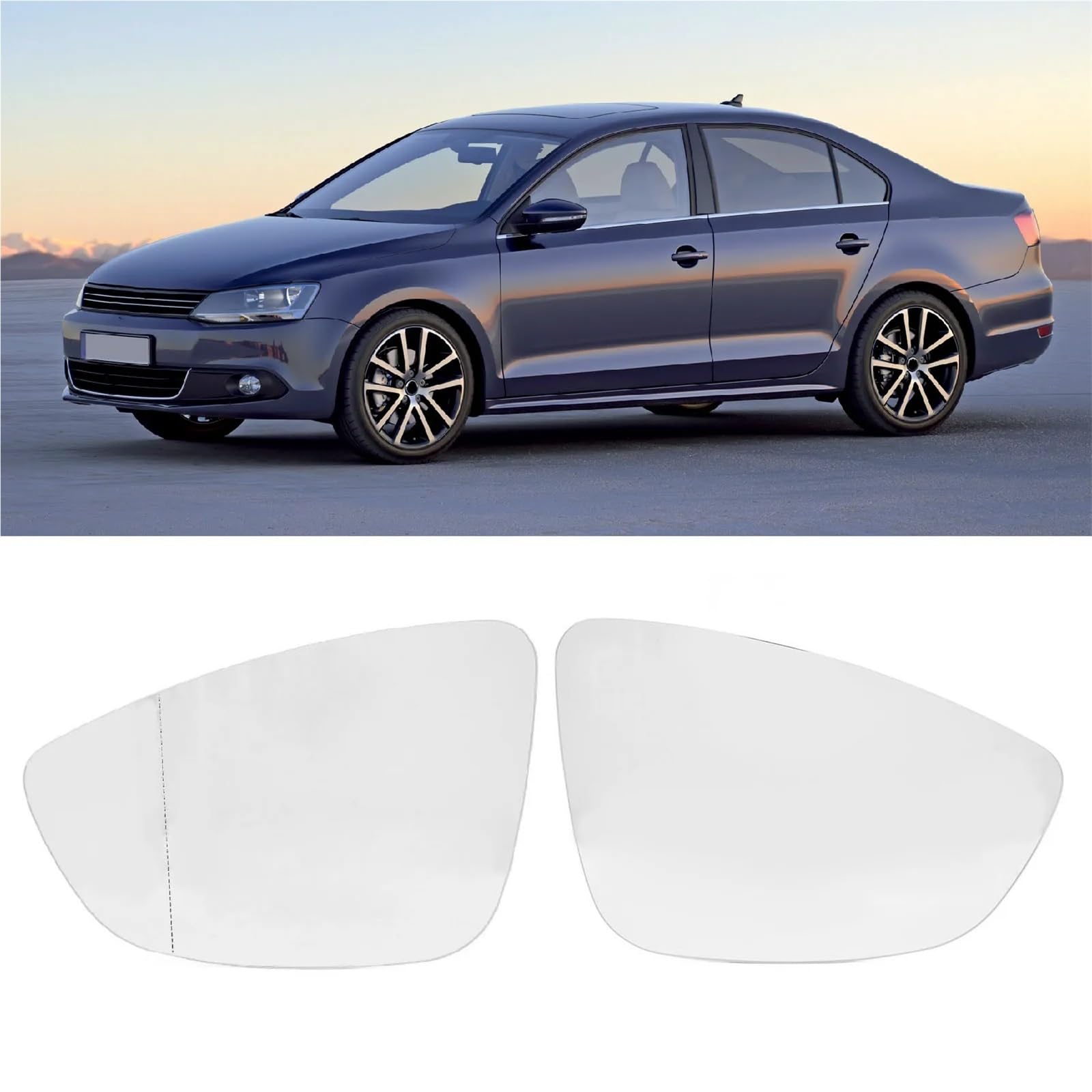 Cristal de espejo retrovisor calefactado 1 par de espejos retrovisores laterales calefactables para Volkswagen para Jetta MK6 2011-2018 5C6857521