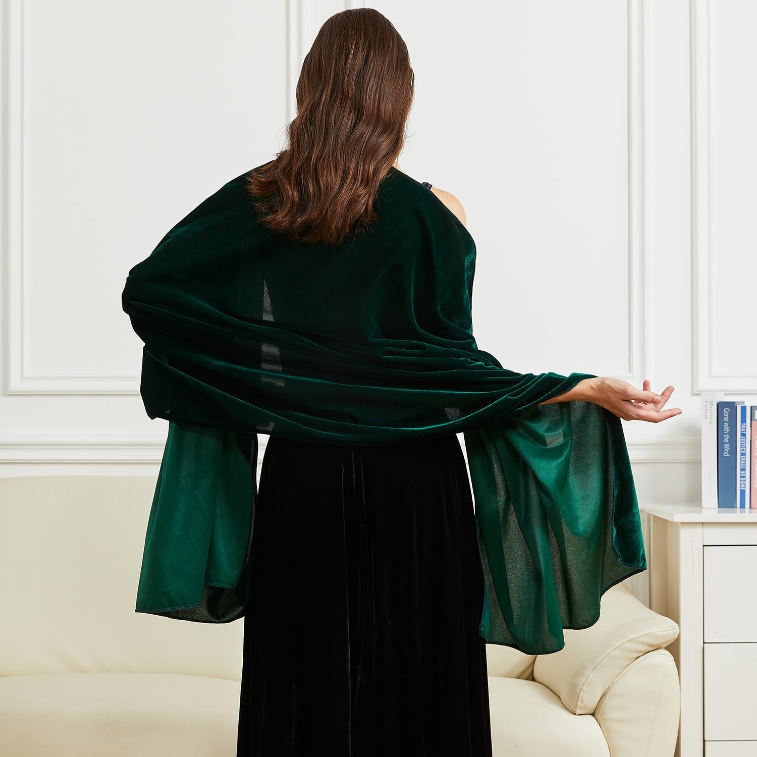 Huralona Women's Velvet Shawl and Wrap Single-sided for Evening Dresses Wedding Bridal Scarf Party Prom Dress Accessories