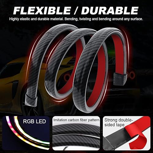 Miniatura 4 de 49.2 in Flexible Coche Luz Trasera RGB LED Tira Kits Cubierta Trasera Freno Detención Señal de Giro Lámpara de Correr Impermeable DC12V (RGB)