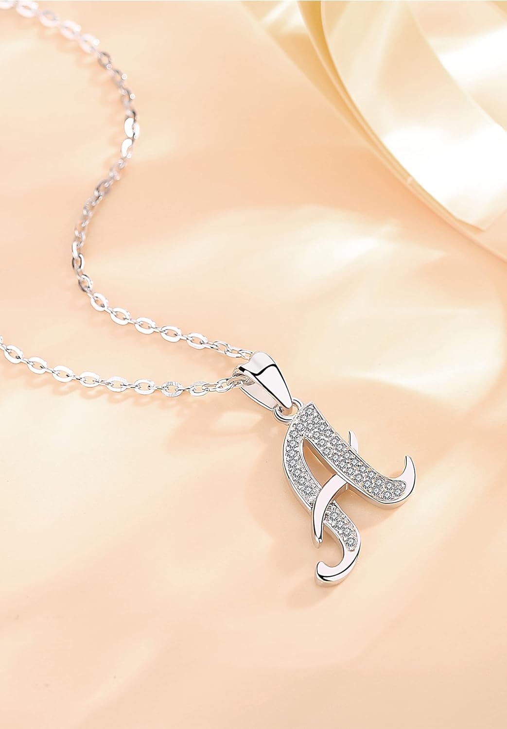 AEONSLOVE 925 Sterling Silver Initial Necklaces for Women, 26 Letters Pendants Necklace Gift for Mother, Daughter, Wife, 18 Inch Chain - Image 2