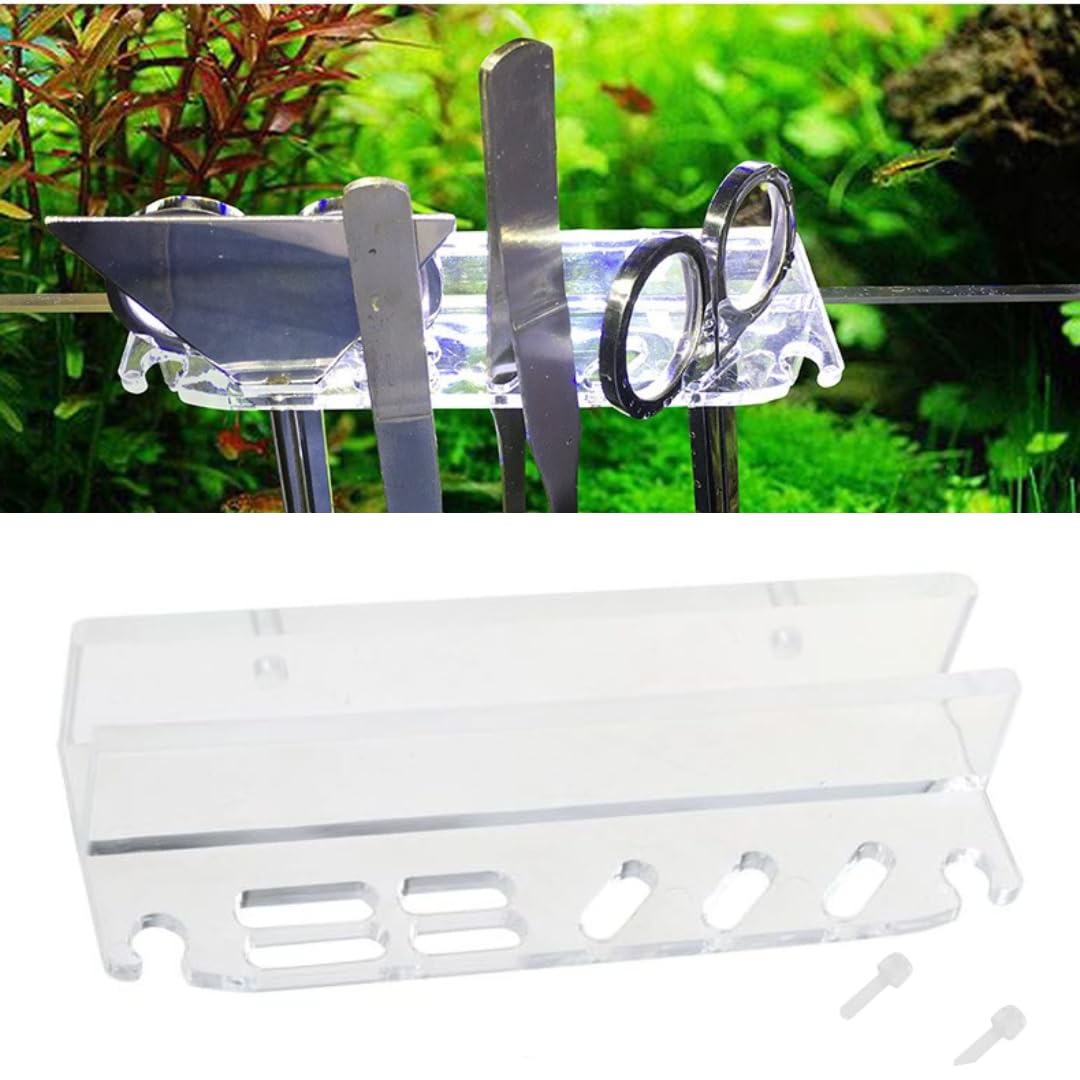VAYINATO® Acrylic Aquarium Fish Tank Aquascaping Tool Aquatic Plant Kits Management Holder Tweezers Scissors Storage Rack, Aquarium Tank Mounted by Petzlifeworld