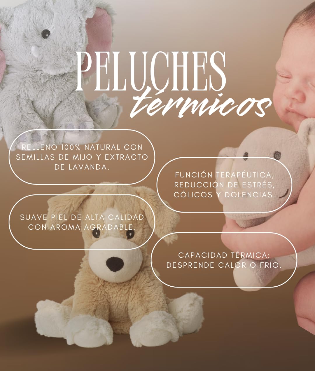 Peluche Térmico, Peluche Terapéutico con Aromaterapia de Lavanda: Relleno de Semillas, Apto para Microondas, Calor y Frío, Ideal para Niños y Adultos (OSO DORMILÓN PÚRPURA)