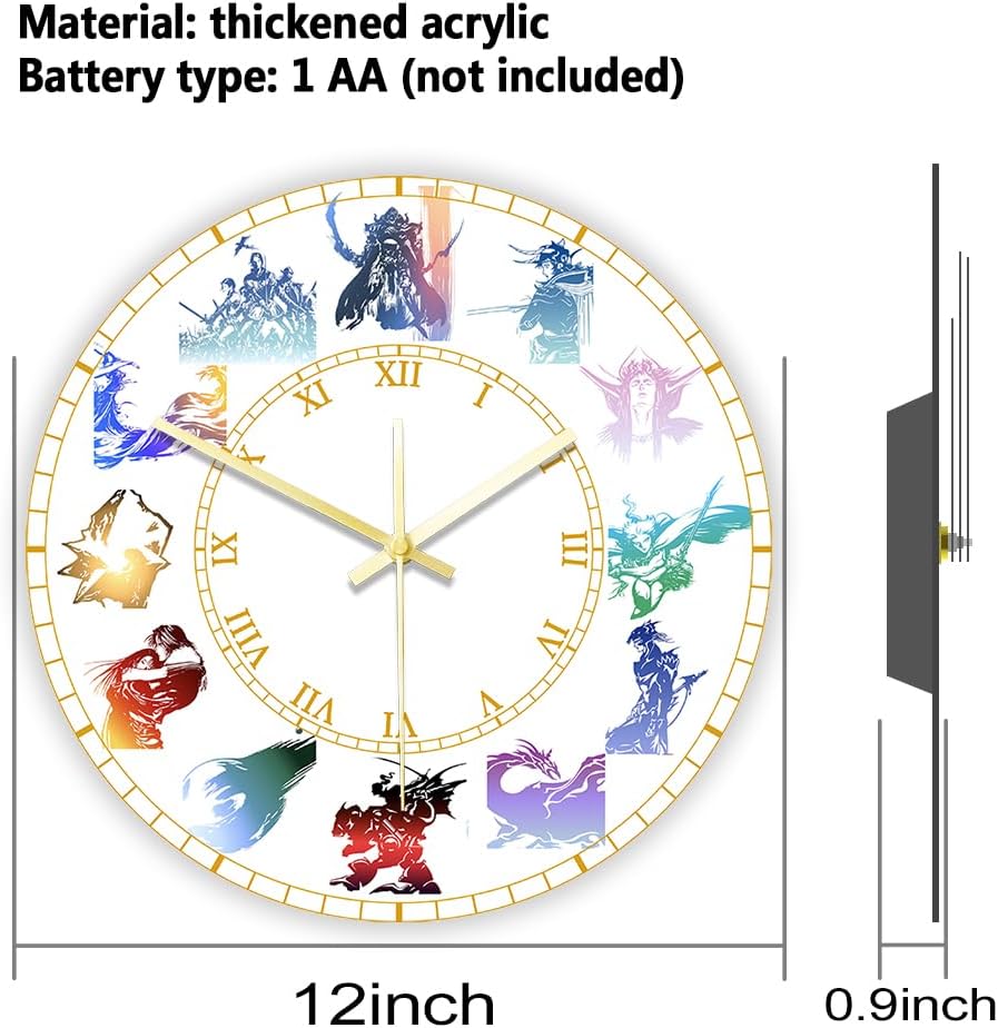 12 Inch Game Wall Clock for Man Cave, Gaming Artwork Gamers Wall Clock Retro Silent Movement Battery Operated Wall Watch Clock Video Game Gift Decor for Playroom Game Room Boys Room
