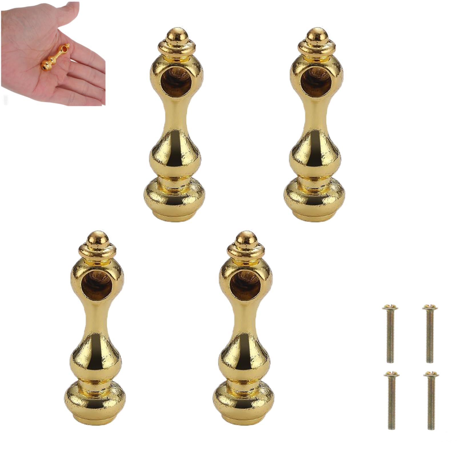 4 Pack Metal Shelf Rail Connectors Glass Railing Posts for Gallery Shelves and Cabinets (Golden Half Connection)