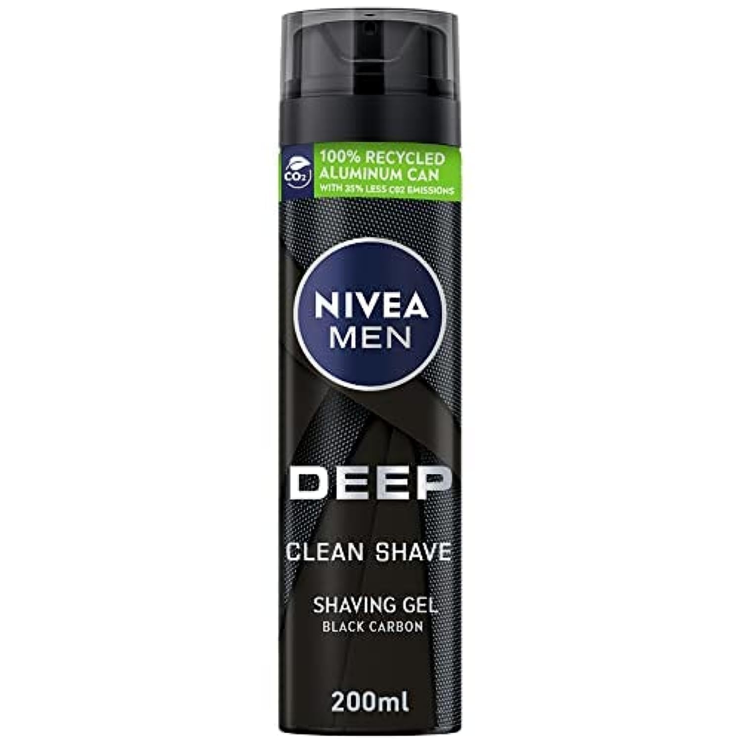 NIVEA MEN Shaving Gel, DEEP Clean Shave Antibacterial Black Carbon, 200ml (IMPORTED)