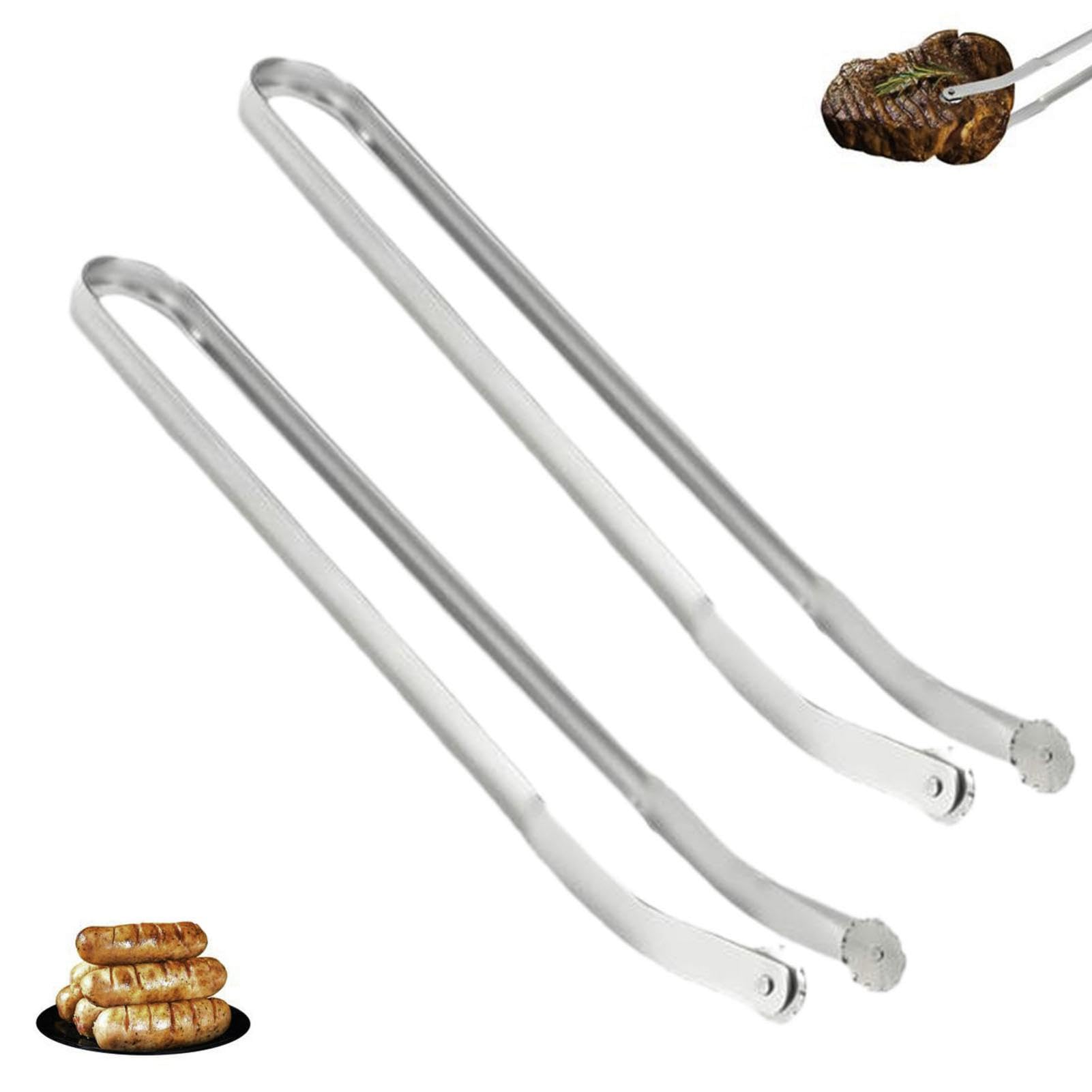 Pince à Barbecue Longue 50cm - Inox - Pour Retourner Saucisses Et Steaks