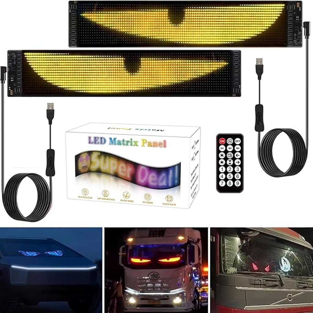 Flexible Panneau Affichage LED, Plaque Lumineuse Camion Personnalisé, Bluetooth Panneau Publicitaire Lumineux Programmable Voiture Plaque Lumineuse Camion(2pcs 70x173mm)