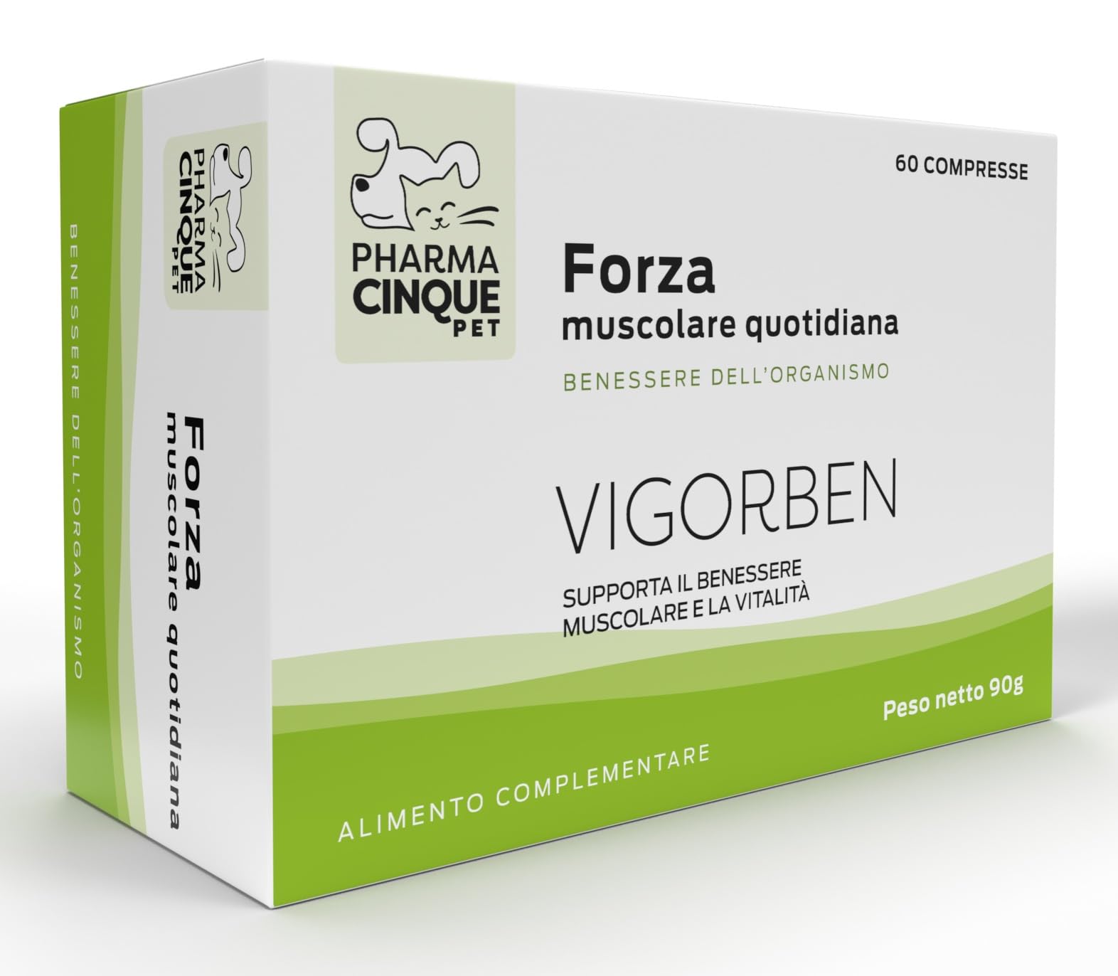 Pharmacinquepet – VIGORBEN Integratore Per Cani E Gatti, Mantiene La Massa Muscolare, Migliora La Forza E La Resistenza, Previene Gli Infortuni. Alta Appetibilità. 60 Compresse.